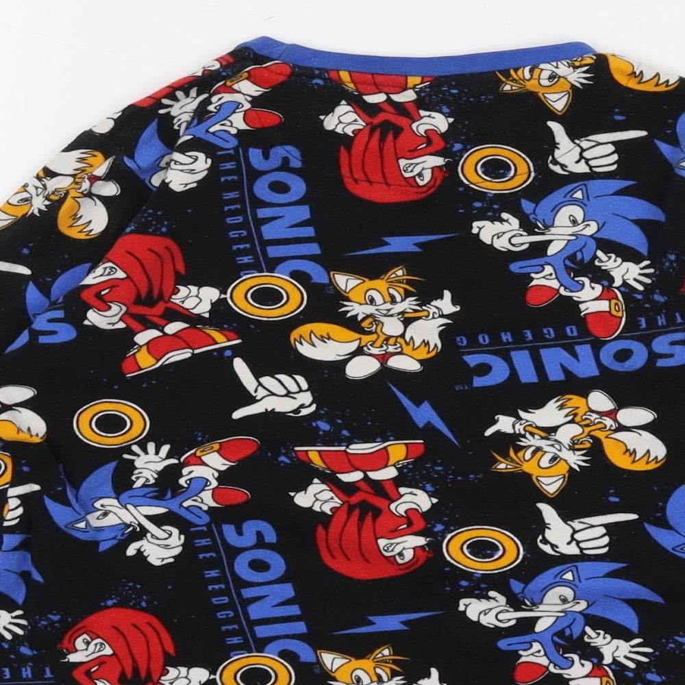 Sonic Boys Multicoloured Geometric Cotton Basic T-Shirt Size 10-11 Years Round Neck Pullover