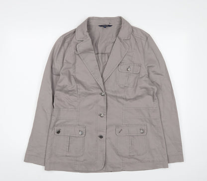 Maine Womens Beige Jacket Blazer Size 14 Button - Pockets