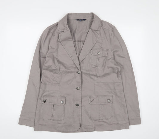Maine Womens Beige Jacket Blazer Size 14 Button - Pockets