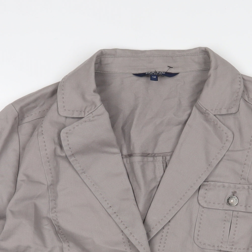 Maine Womens Beige Jacket Blazer Size 14 Button - Pockets