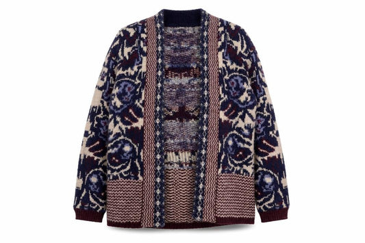 Womens UK Size 10 Indigo Multicoloured Cardigan Jumper