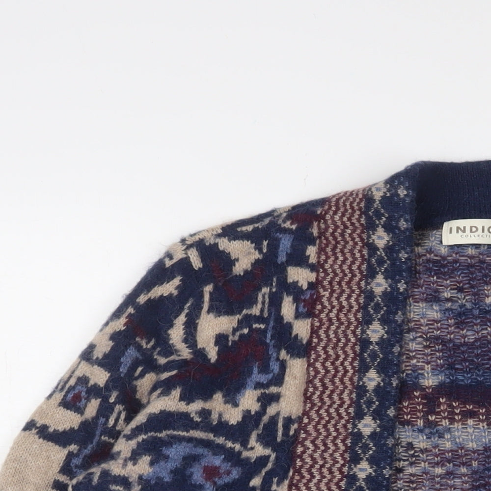 Womens UK Size 10 Indigo Multicoloured Cardigan Jumper