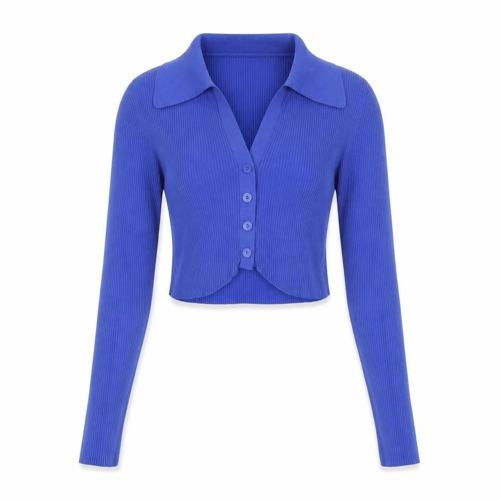 Womens UK Size S Bershka Blue Cropped T-Shirt