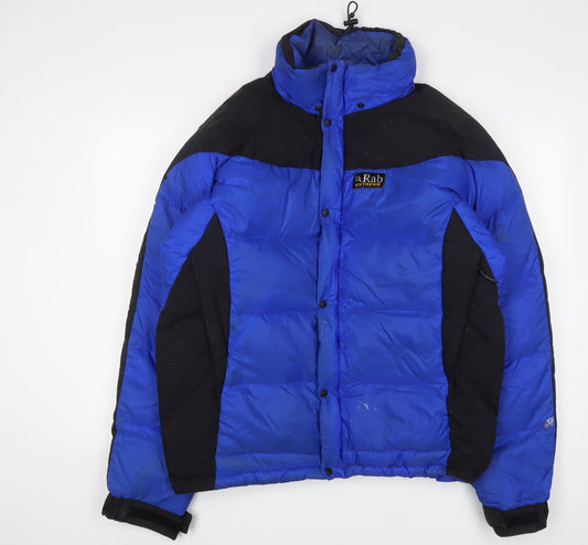 RAB Womens Blue Puffer Jacket Coat Size L Zip - Logo, Embroidered