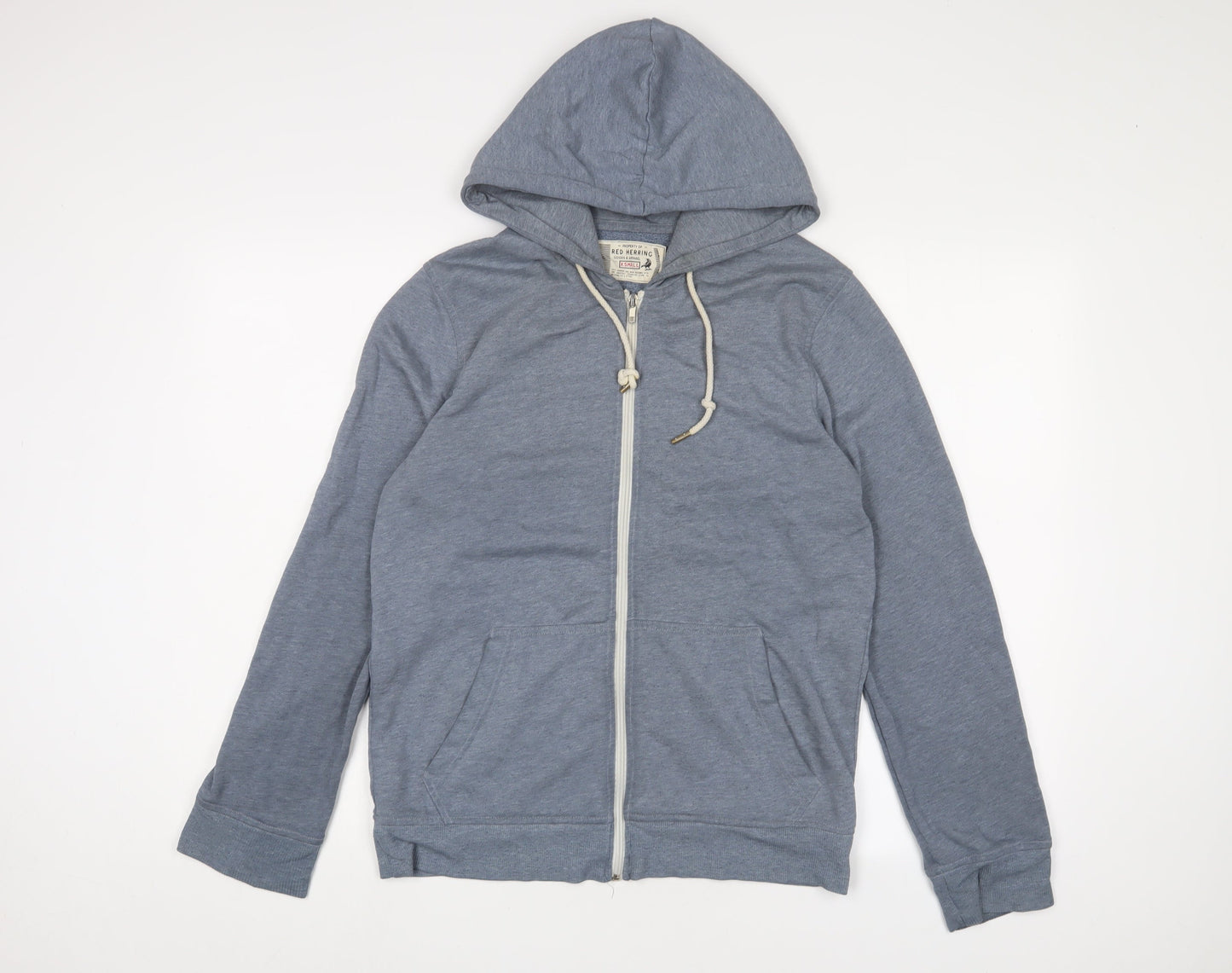 Topman Mens Blue Cotton Full Zip Hoodie Size XS - Pockets