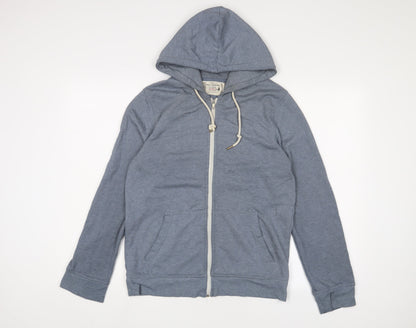 Topman Mens Blue Cotton Full Zip Hoodie Size XS - Pockets