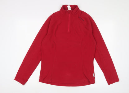 DECATHLON Womens Pink Polyester Pullover Sweatshirt Size L Zip - Logo, Embroidered