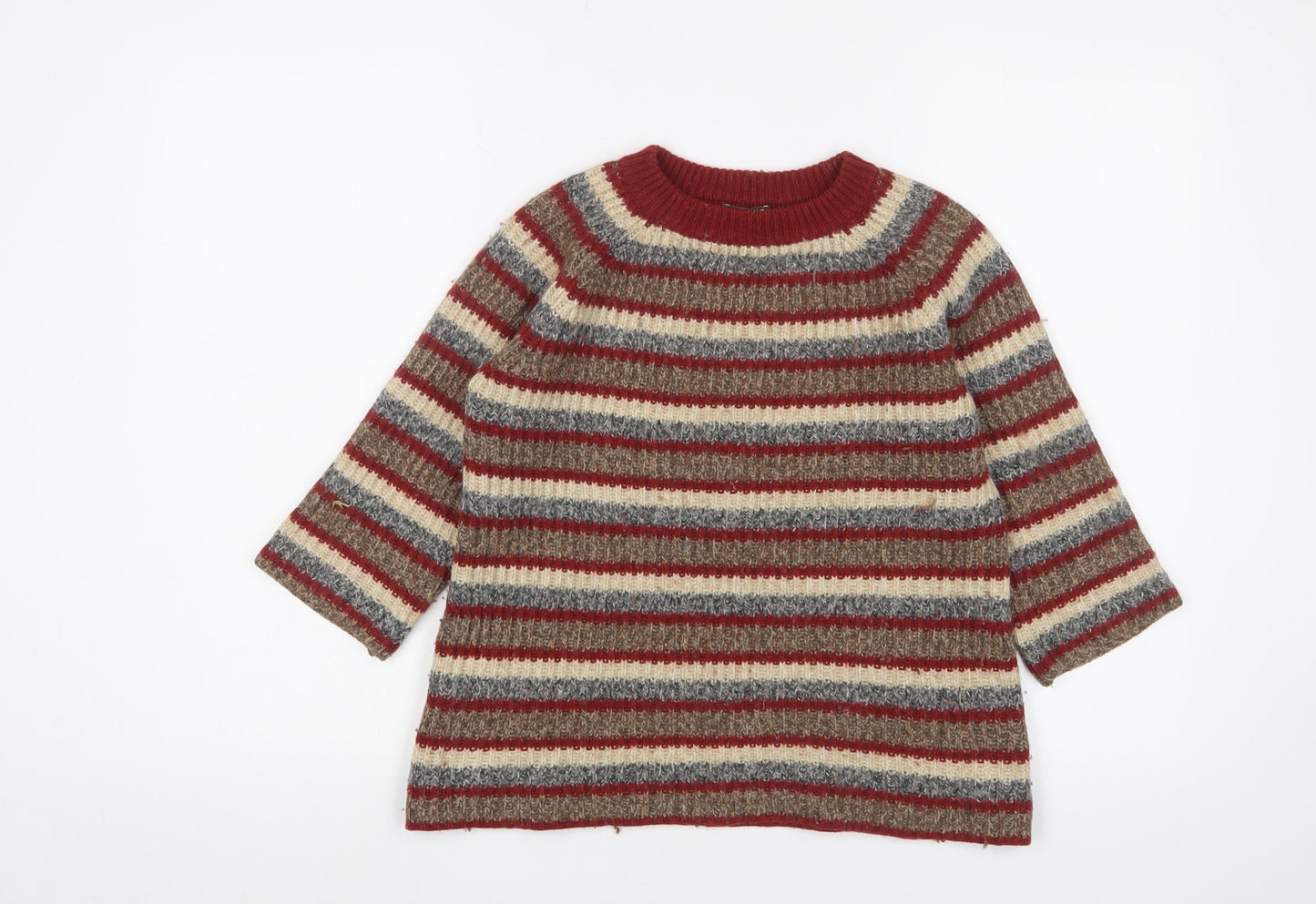 N.W.3 Womens Multicoloured Round Neck Striped Cotton Pullover Jumper Size 8