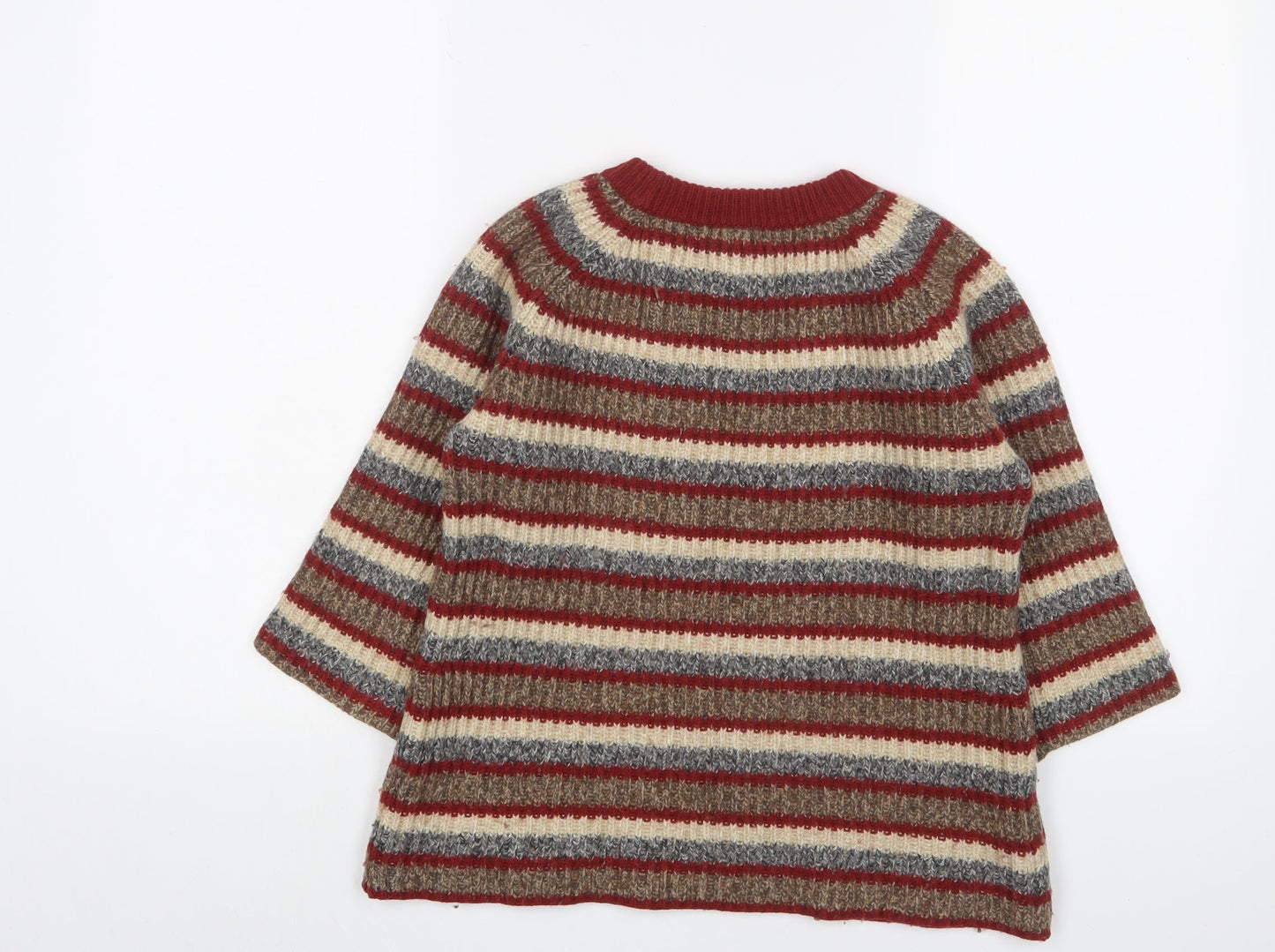 N.W.3 Womens Multicoloured Round Neck Striped Cotton Pullover Jumper Size 8