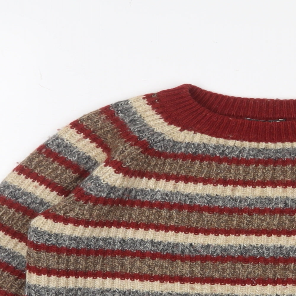 N.W.3 Womens Multicoloured Round Neck Striped Cotton Pullover Jumper Size 8