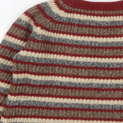 N.W.3 Womens Multicoloured Round Neck Striped Cotton Pullover Jumper Size 8