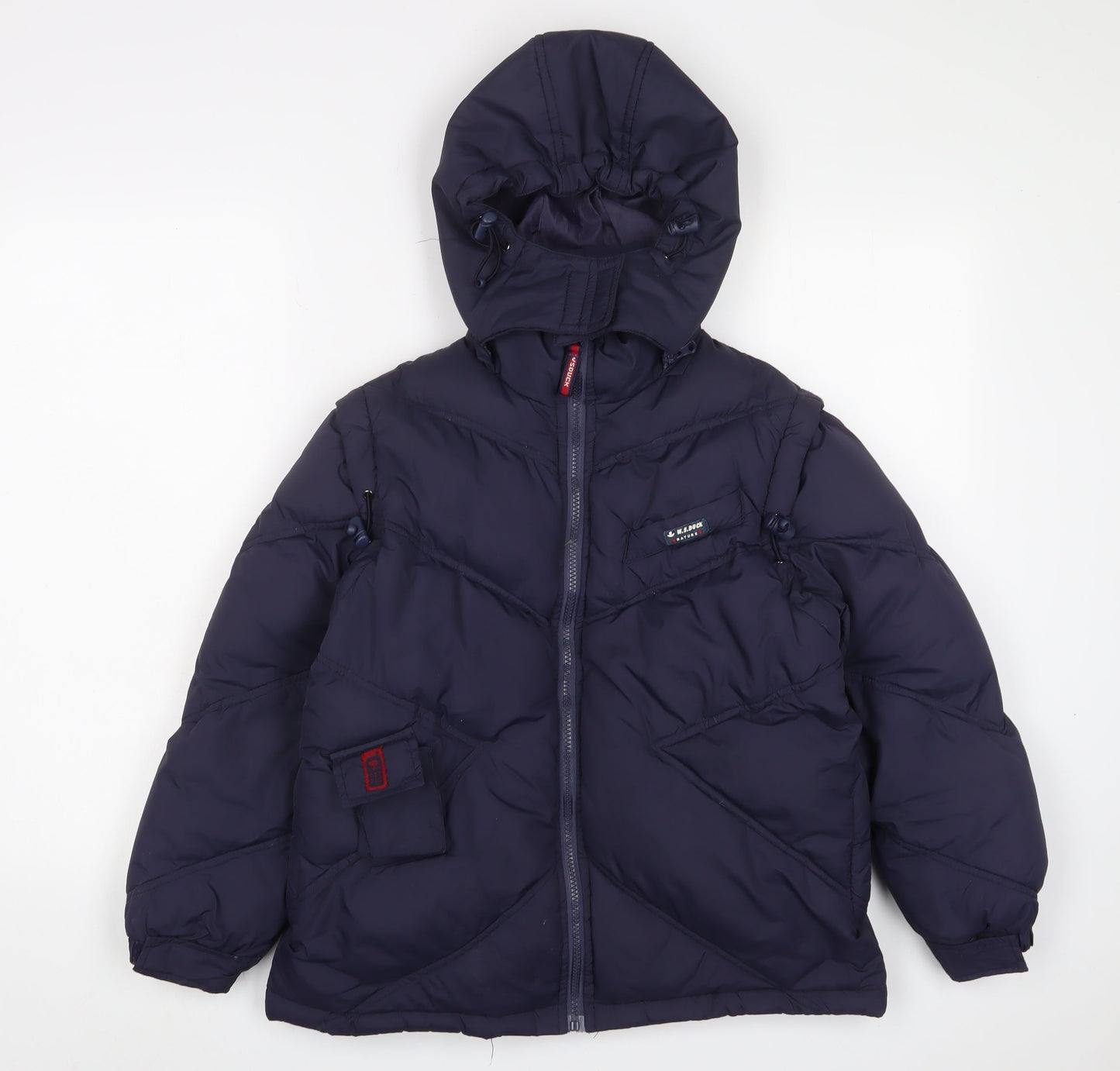 W.S. Duck Boys Blue Basic Coat Coat Size 14 Years Zip - Logo, Embroidered