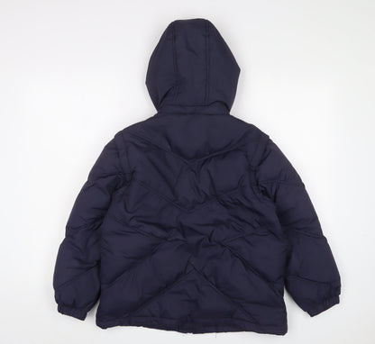 W.S. Duck Boys Blue Basic Coat Coat Size 14 Years Zip - Logo, Embroidered