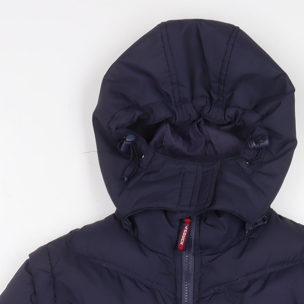 W.S. Duck Boys Blue Basic Coat Coat Size 14 Years Zip - Logo, Embroidered