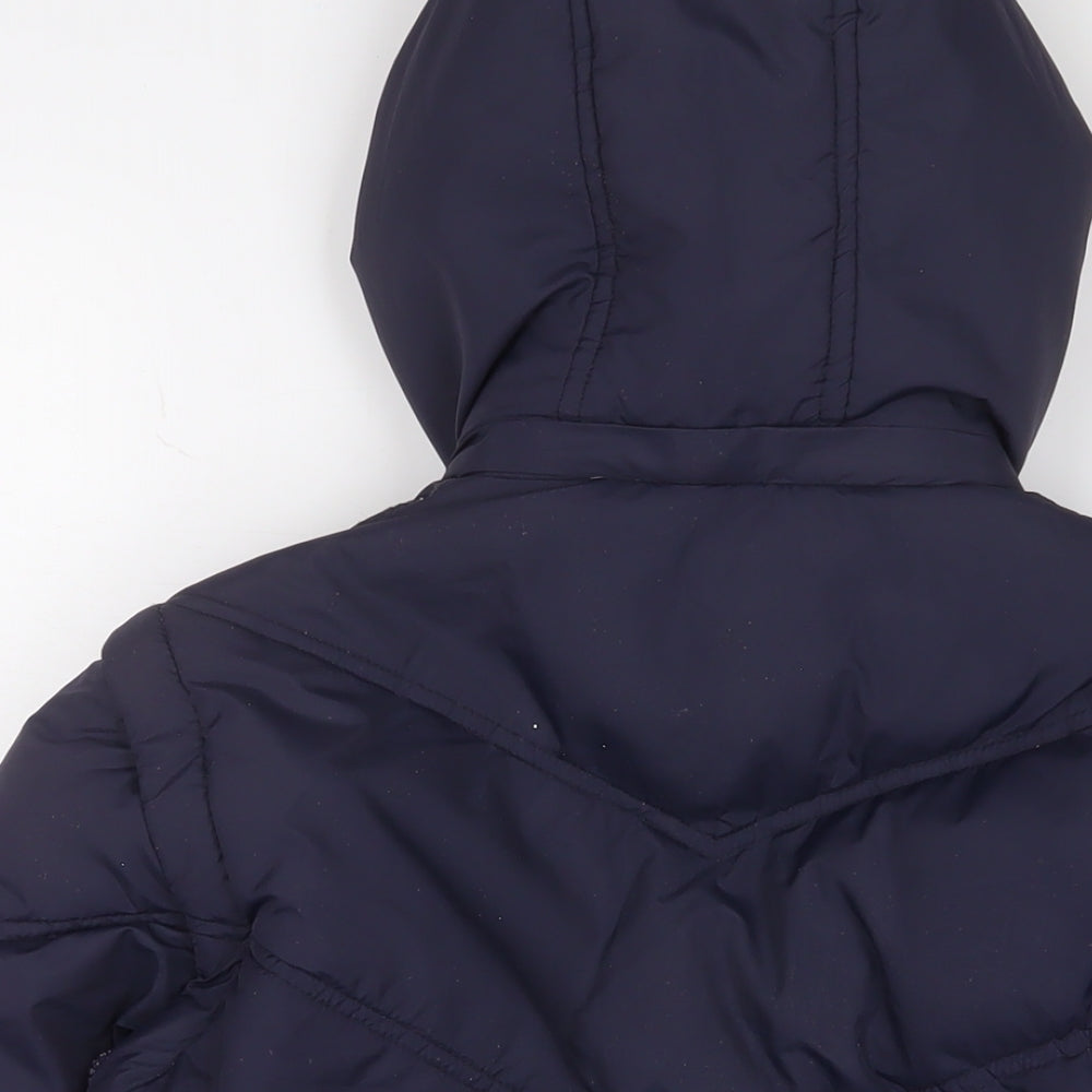 W.S. Duck Boys Blue Basic Coat Coat Size 14 Years Zip - Logo, Embroidered