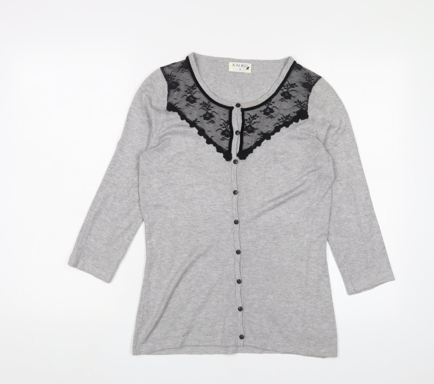 Womens UK Size 8 Kaliko Grey Cardigan Jumper