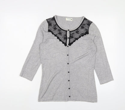 Womens UK Size 8 Kaliko Grey Cardigan Jumper