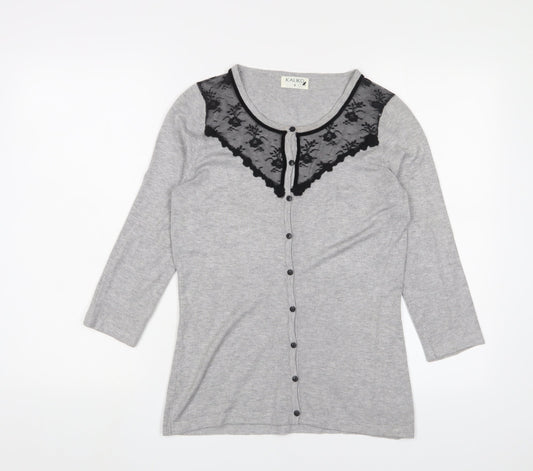 Womens UK Size 8 Kaliko Grey Cardigan Jumper