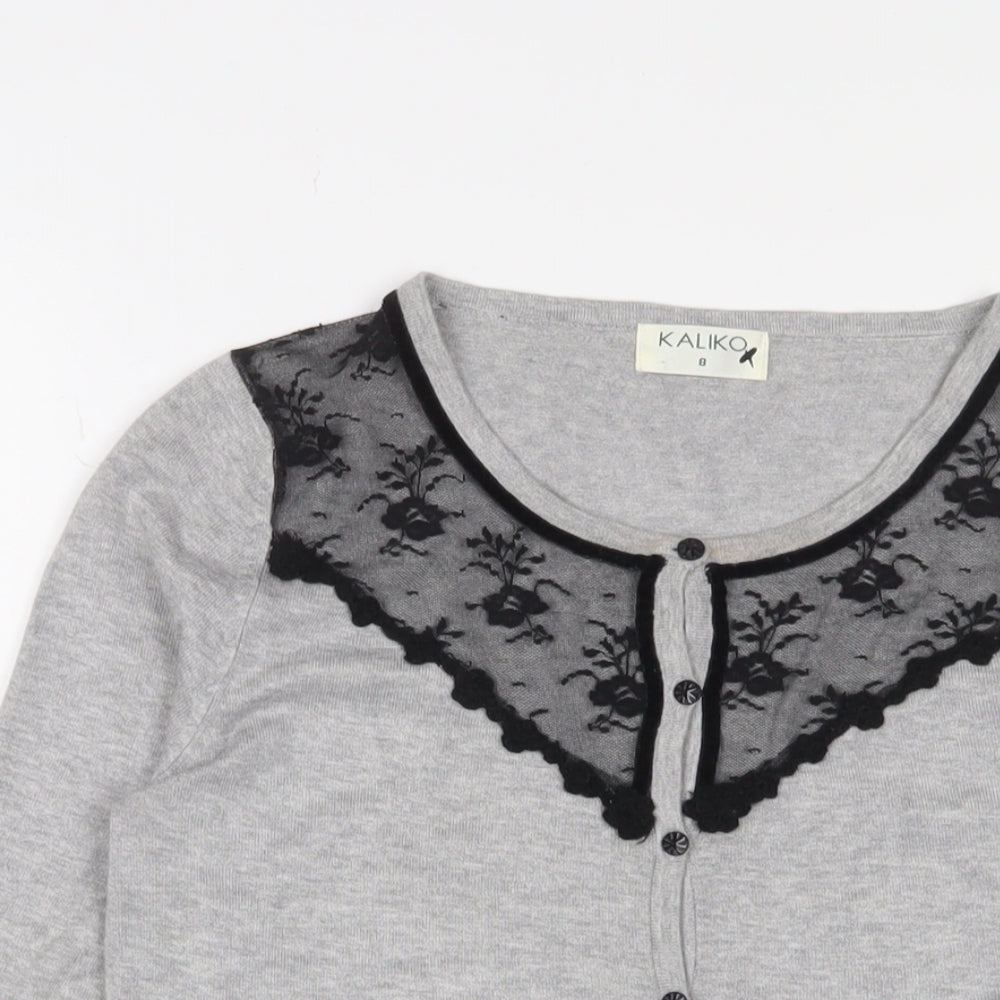 Womens UK Size 8 Kaliko Grey Cardigan Jumper