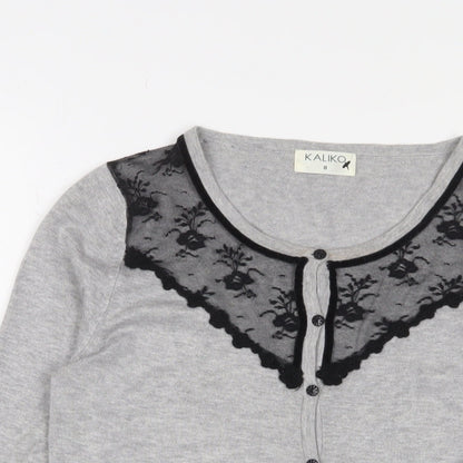 Womens UK Size 8 Kaliko Grey Cardigan Jumper