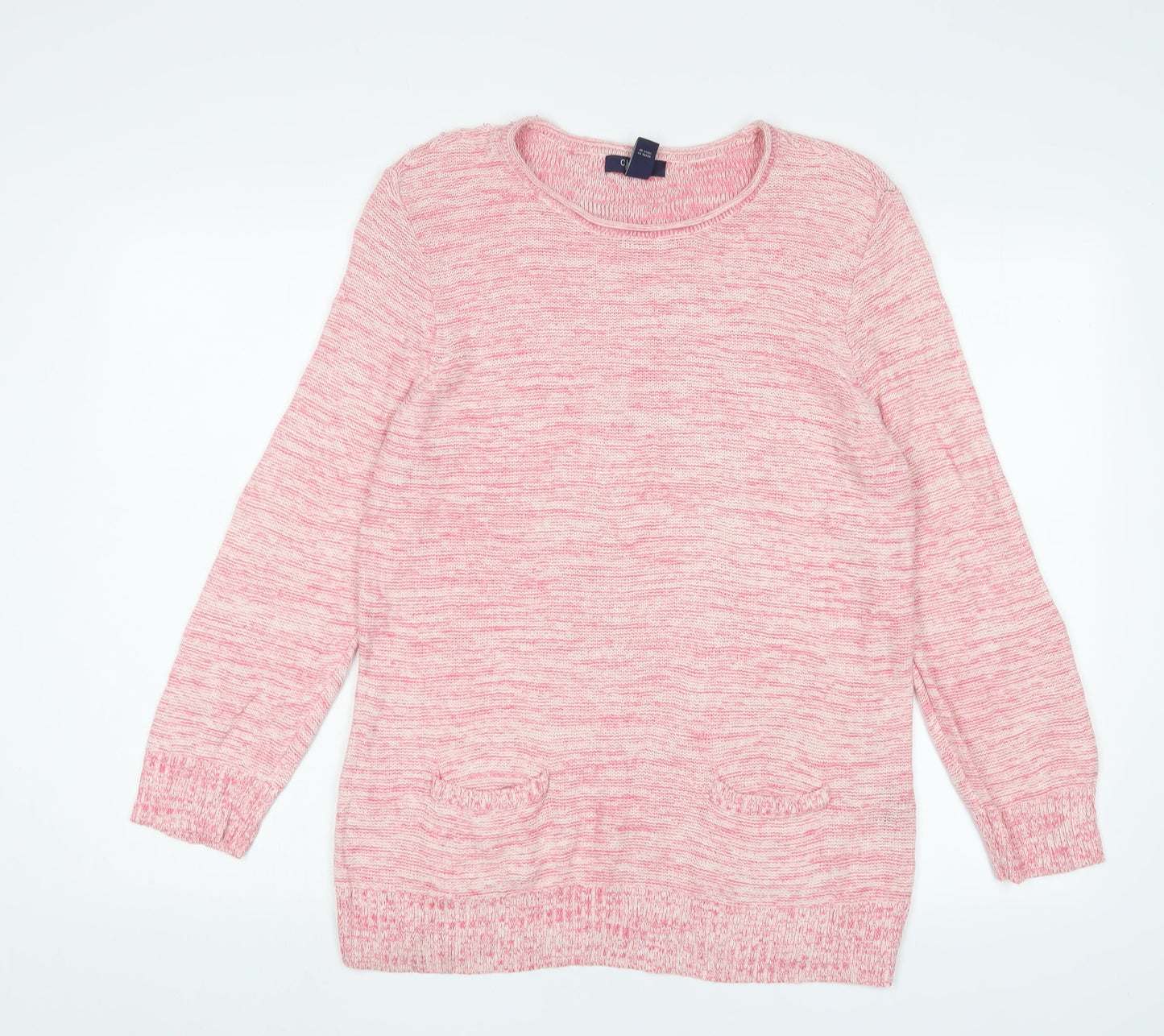 Chaps Womens Pink Crew Neck Cotton Tunic Jumper Size XL