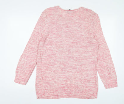 Chaps Womens Pink Crew Neck Cotton Tunic Jumper Size XL
