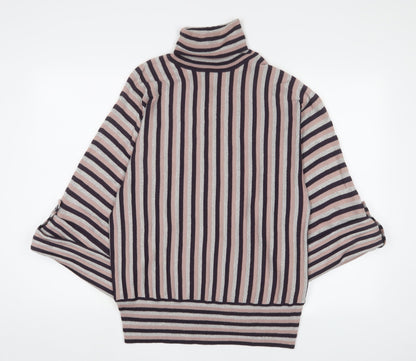 Betty Jackson Womens Pink Roll Neck Striped Acrylic Pullover Jumper Size 16