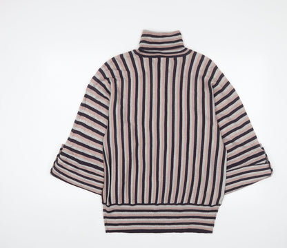 Betty Jackson Womens Pink Roll Neck Striped Acrylic Pullover Jumper Size 16
