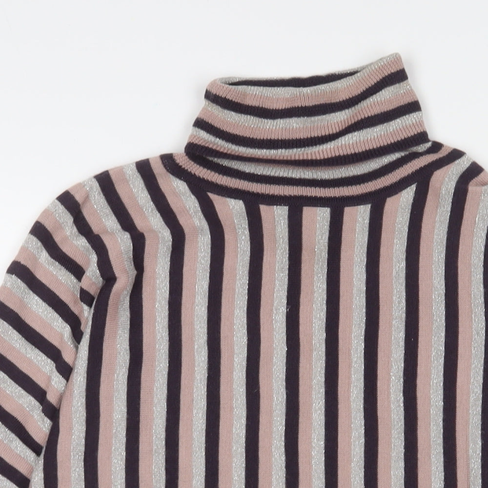 Betty Jackson Womens Pink Roll Neck Striped Acrylic Pullover Jumper Size 16