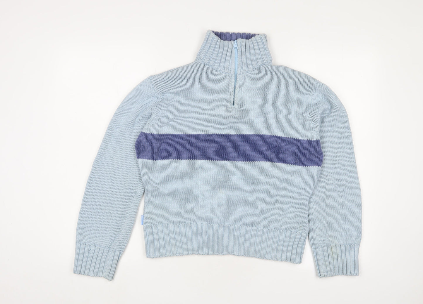 Crew Clothing Womens Blue High Neck Cotton Pullover Jumper Size 16