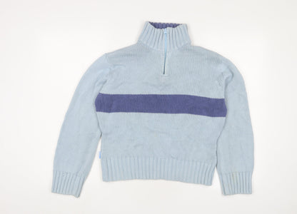 Crew Clothing Womens Blue High Neck Cotton Pullover Jumper Size 16