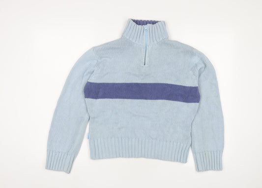 Crew Clothing Womens Blue High Neck Cotton Pullover Jumper Size 16