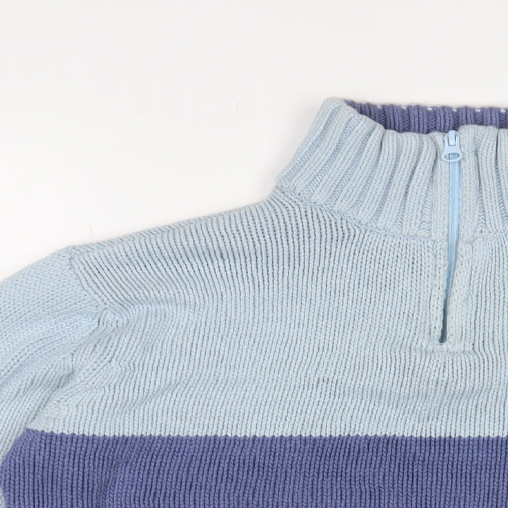 Crew Clothing Womens Blue High Neck Cotton Pullover Jumper Size 16