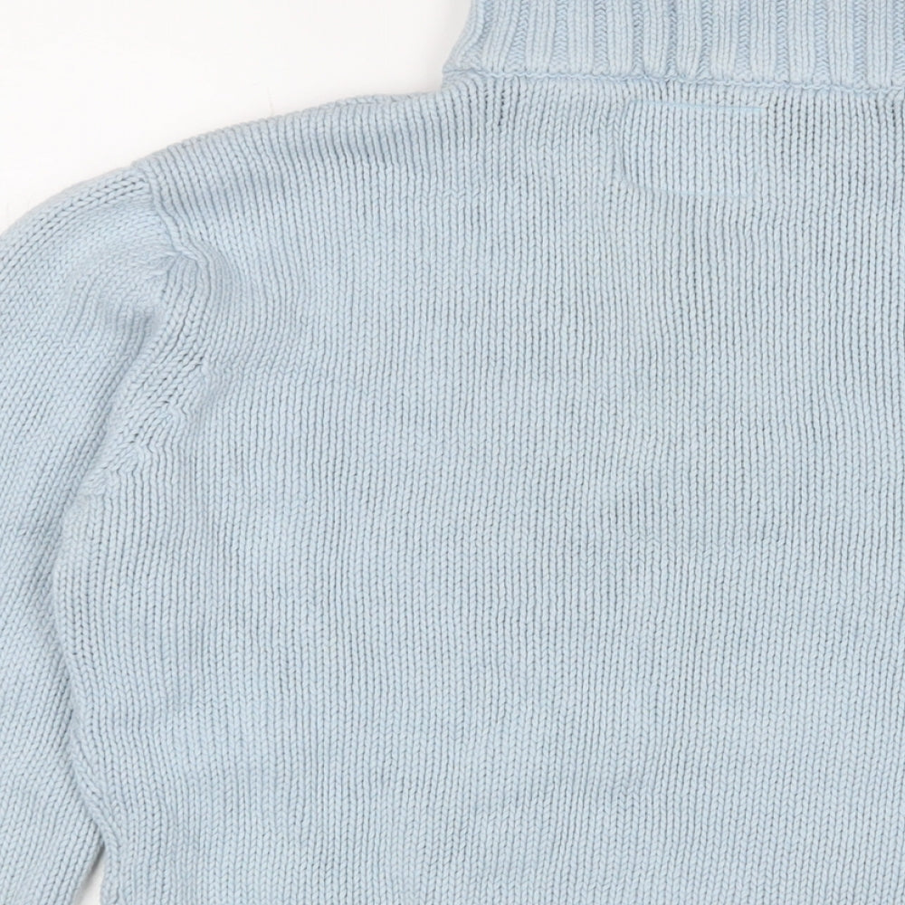 Crew Clothing Womens Blue High Neck Cotton Pullover Jumper Size 16
