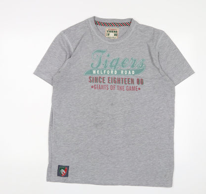 Tigers Mens Grey Cotton T-Shirt Size XL Crew Neck - Embroidered