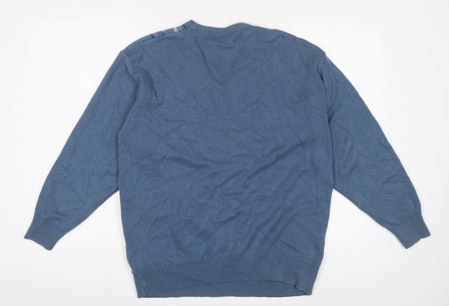 Hearts & Bows Womens Blue V-Neck Cotton Pullover Jumper Size M