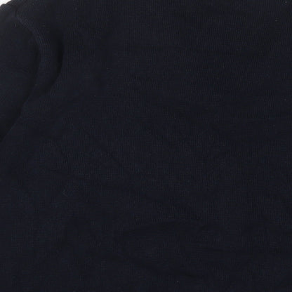 Carabou Mens Blue V-Neck Striped Cotton Pullover Jumper Size M Long Sleeve