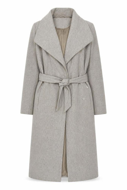 Vero Moda Womens Grey Overcoat Coat Size L Zip - Belted
