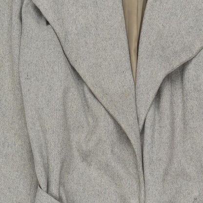 VERO MODA Womens Grey Overcoat Coat Size L Zip - Belted