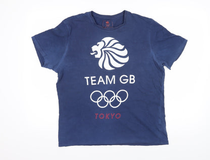 Team GB Mens Blue Cotton T-Shirt Size M Round Neck - Team GB Tokyo
