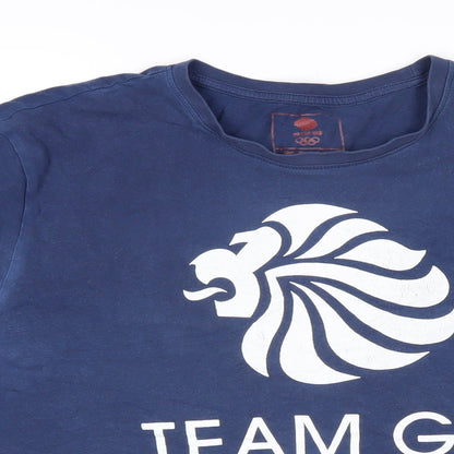 Team GB Mens Blue Cotton T-Shirt Size M Round Neck - Team GB Tokyo