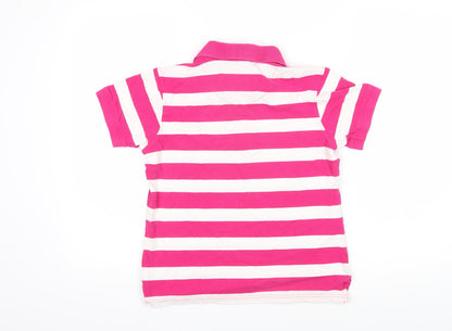 Crew Clothing Womens Pink Striped 100% Cotton Basic Polo Size 12 Collared