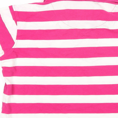 Crew Clothing Womens Pink Striped 100% Cotton Basic Polo Size 12 Collared