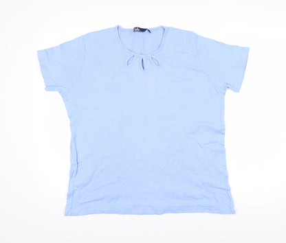 Womens UK Size L Isle Blue Basic T-Shirt