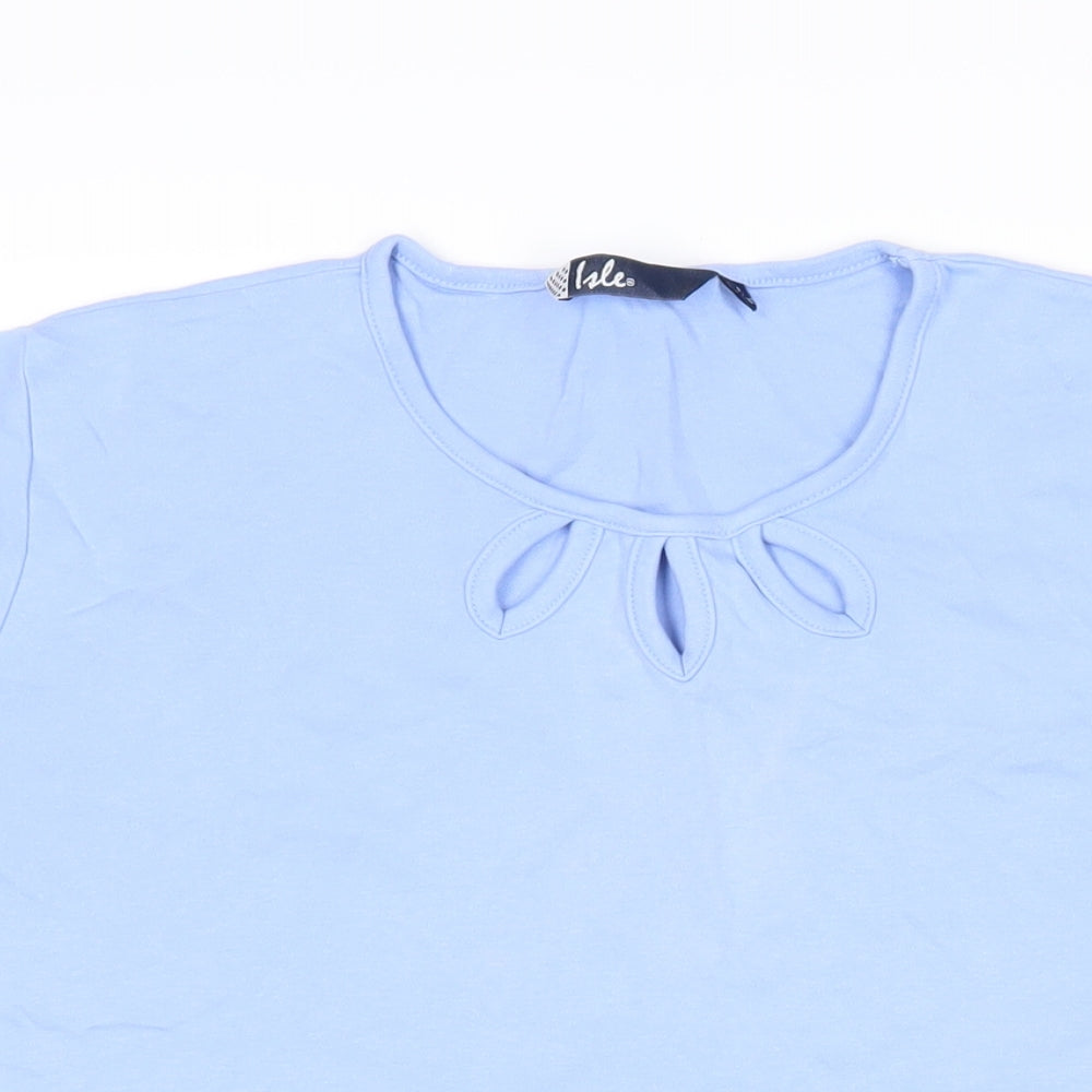 Womens UK Size L Isle Blue Basic T-Shirt