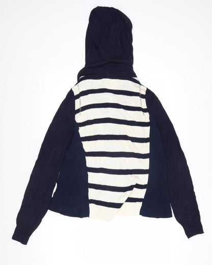 MOTH Womens Blue V-Neck Striped Cotton Cardigan Jumper Size S