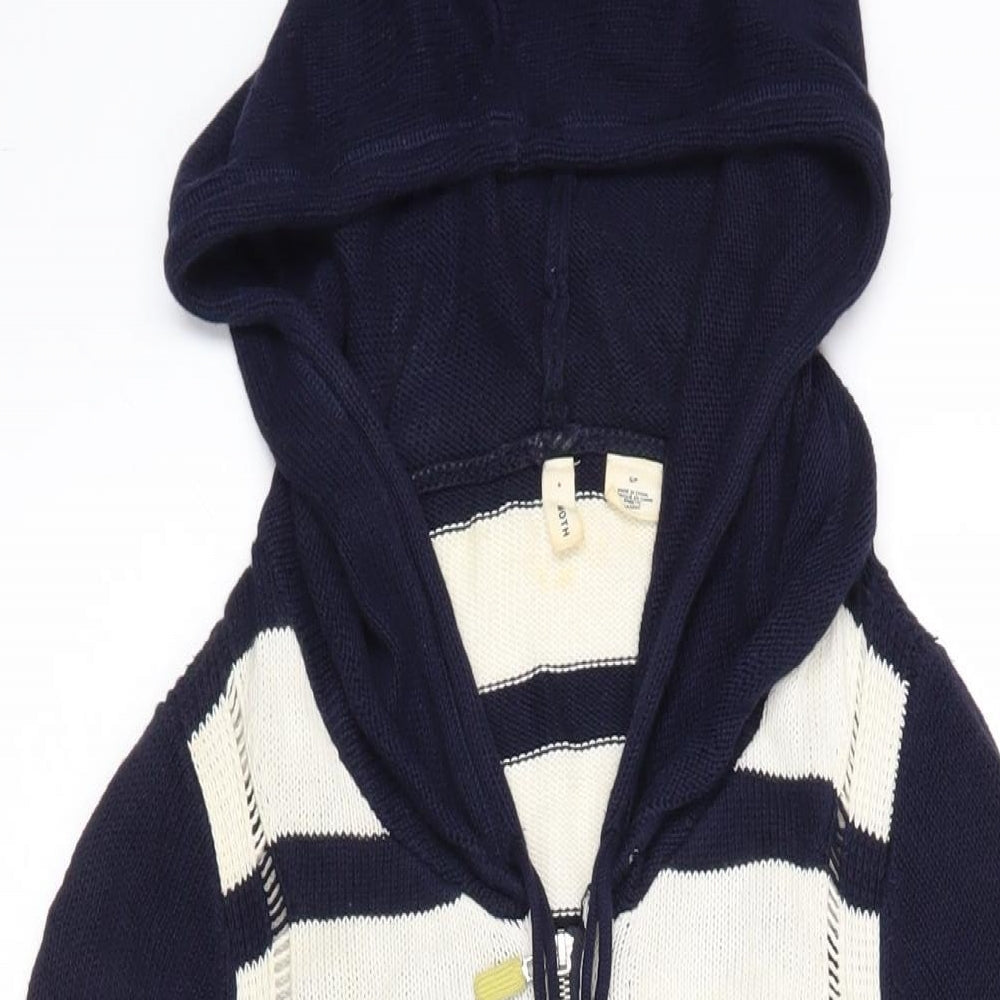 MOTH Womens Blue V-Neck Striped Cotton Cardigan Jumper Size S