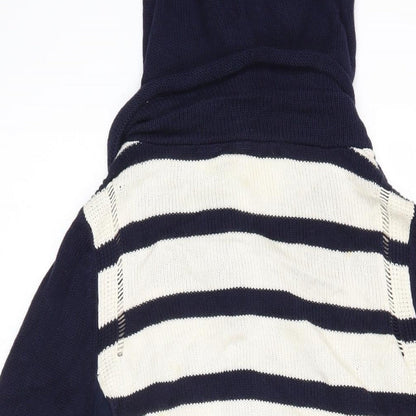 MOTH Womens Blue V-Neck Striped Cotton Cardigan Jumper Size S