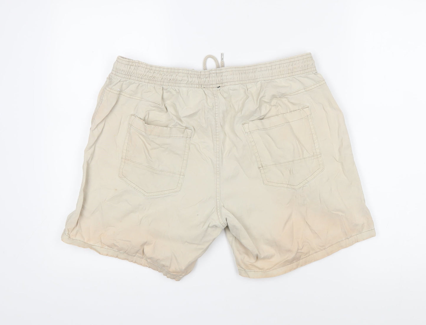 Brave Soul Mens Beige Cotton Bermuda Shorts Size L Regular Drawstring - Elasticated waist