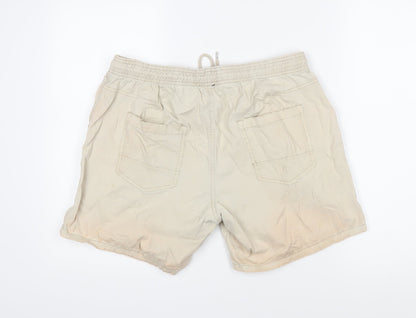 Brave Soul Mens Beige Cotton Bermuda Shorts Size L Regular Drawstring - Elasticated waist
